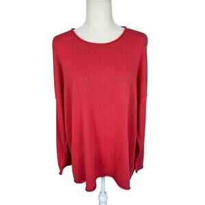 Eileen Fisher Organic Cotton Tencel Roll Neck Sweater Size L/XL Minimalist